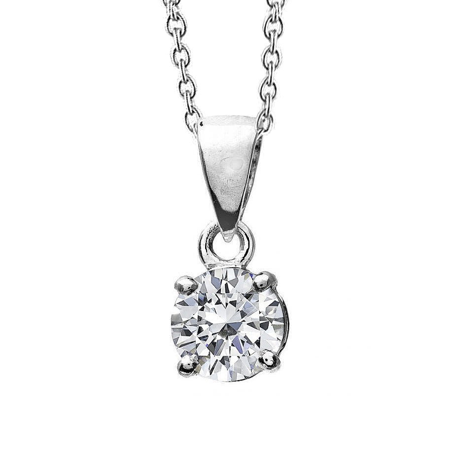 Real Diamond Necklace Pendant 1.25 Carats White Gold 14K  Round Cut - Pendant-harrychadent.ca