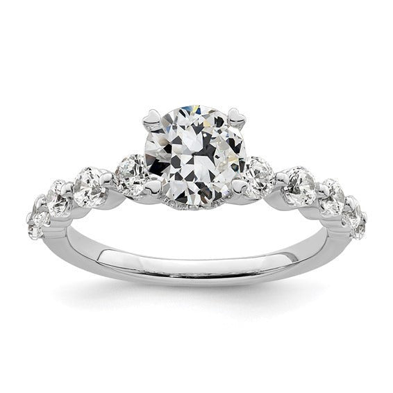 Real Diamond Old European Anniversary Ring With Accents Prong Set 3 Carats - Solitaire Ring with Accents-harrychadent.ca