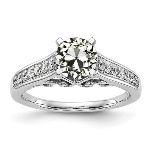 Real Diamond Old Mine Cut Anniversary Ring Prong Set 14K Gold 3.25 Carats