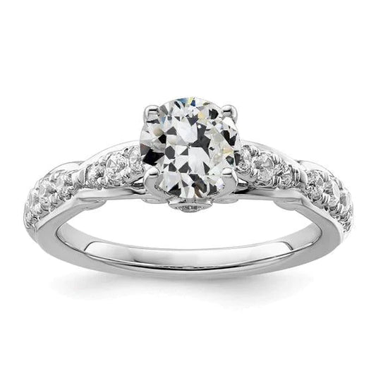 Real Diamond Old Mine Cut Women’s Wedding Ring 3 Carats Prong Set