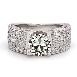 Real Natural Earth Mined Diamond Old Miner Engagement Ring Multi Row Pave Set Accents 4 Carats