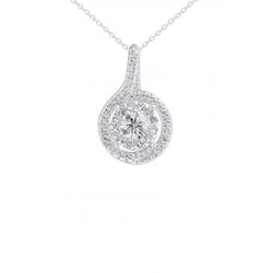 Real Diamond Pendant Necklace 1.85 Carats White Gold 14K New Prong Set