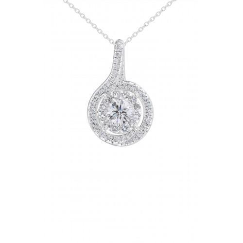 Real Diamond Pendant Necklace 1.85 Carats White Gold 14K New Prong Set