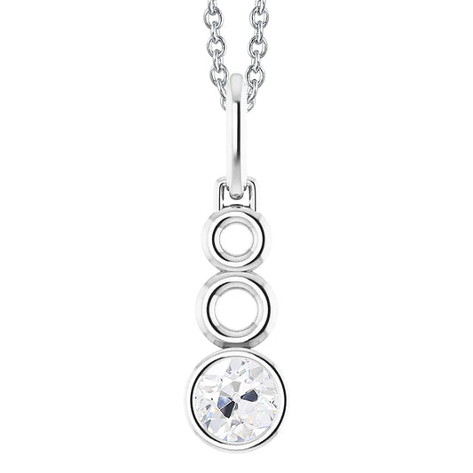 Real Diamond Pendant Round Old Mine Cut Bezel Set With Chain 1 Carats 14K