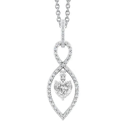 Real Diamond Pendant Round & Heart Old Miner 2.50 Carats Prong Set