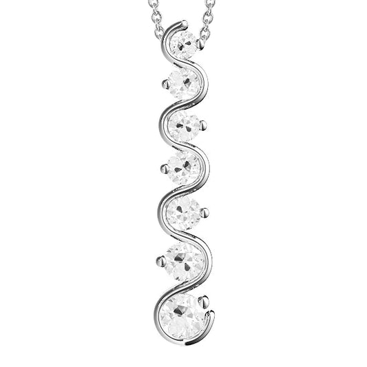 Real Diamond Pendant Seven Stone Round Old European Twisted 3.50 Carats