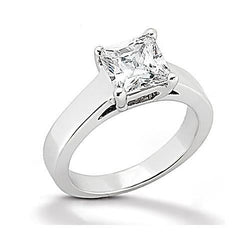 Real Diamond Princess Cut Solitaire Ring 1.51 Ct. White Gold 18K Jewelry