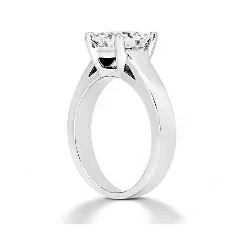 Real Diamond Princess Cut Solitaire Ring 1.51 Ct. White Gold 18K Jewelry