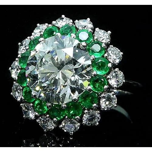 Real Diamond Ring 11.60 Carats Vintage Style Columbian Emerald New