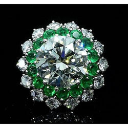 Real Natural Earth Mined Diamond Ring 11.60 Carats Vintage Style Columbian Emerald New