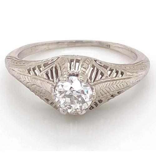 Real Diamond Ring 1 Carat Vintage Style  Filigree Milgrain Men New