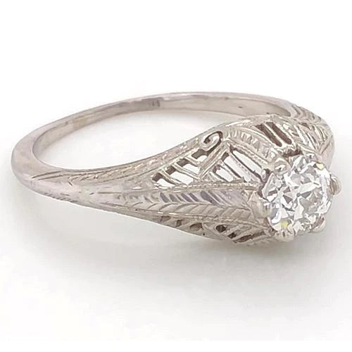 Real Diamond Ring 1 Carat Vintage Style  Filigree Milgrain Men New