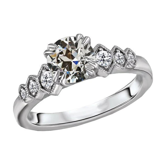 Real Diamond Round Old Cut Anniversary Ring Double Prong Set 4 Carats