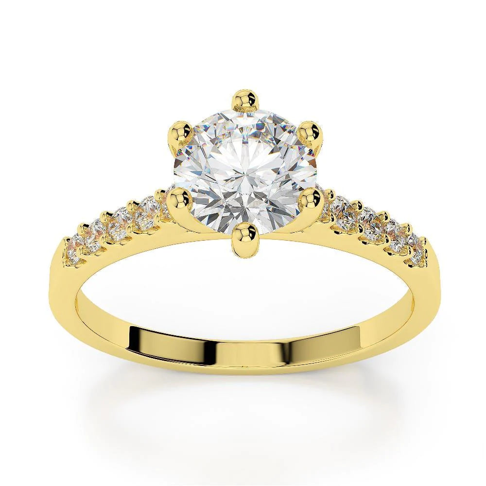 Real Diamond Round Wedding Ring 2.50 Carats 14K Yellow Gold Prong Setting