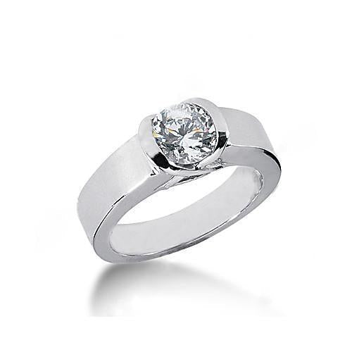 Real Diamond Solitaire Engagement Ring 1.51 Carats White Gold 14K