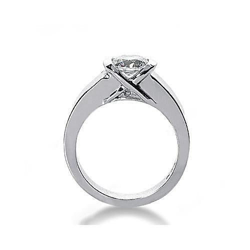 Real Diamond Solitaire Engagement Ring 1.51 Carats White Gold 14K