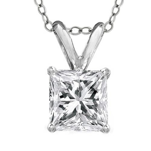 Real Diamond Solitaire Necklace Pendant Prong Set 2 Carats White Gold 14K - Pendant-harrychadent.ca