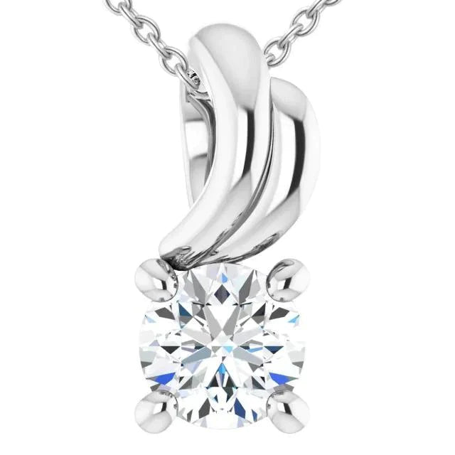 Real Diamond Solitaire Pendant 2.50 Carats White Gold 14K