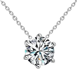 Real Natural Earth Mined Diamond Solitaire Pendant Six Prong Setting 0.75 Carat White Gold 14K