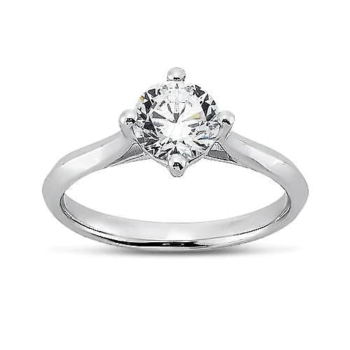 Real Diamond Solitaire Ring 1.51 Carats Prong Setting White Gold 14K