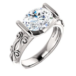 Real Diamond Solitaire Ring Antique Style 2.50 Carats Filigree White Gold