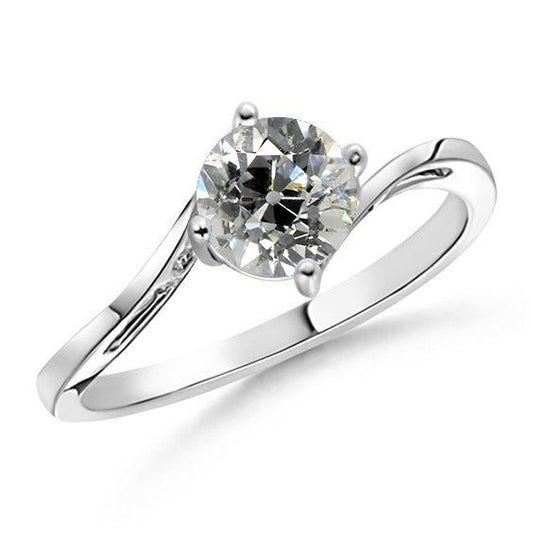 Real Diamond Solitaire Ring Old Miner Round Cut 1.50 Carats Tension Style - Solitaire Ring-harrychadent.ca