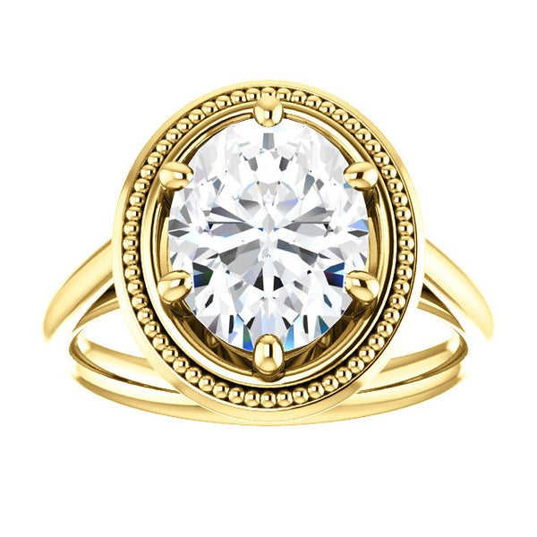 Real Diamond Solitaire Ring Vintage Style 4 Carats Yellow Gold 14K