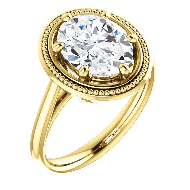 Real Diamond Solitaire Ring Vintage Style 4 Carats Yellow Gold 14K