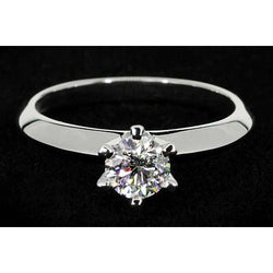 Real Diamond Solitaire Round Promise Ring 1 Carat White Gold 14K
