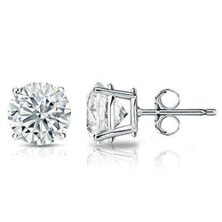 Real Diamond Stud Earring 5 Carats 4 Prong Set Round Solitaire Gold Jewelry