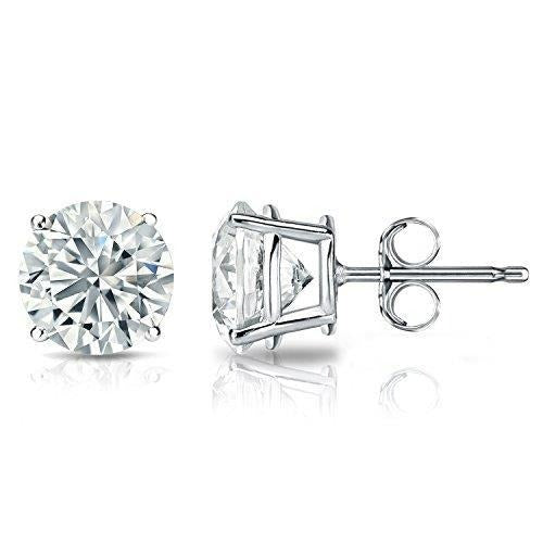 Real Diamond Stud Earring 5 Carats 4 Prong Set Round Solitaire Gold Jewelry - Stud Earrings-harrychadent.ca