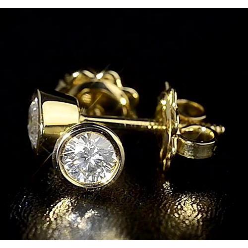 Real Diamond Stud Earring Yellow Gold 14K Round 1.50 Carats