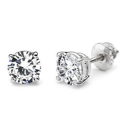 Real Diamond Stud Earrings 1.5 Ct. White Gold 14K Diamond Jewelry