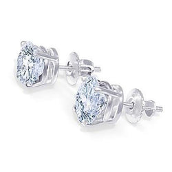 Real Diamond Stud Earrings 1.80 Carats White Gold 14K