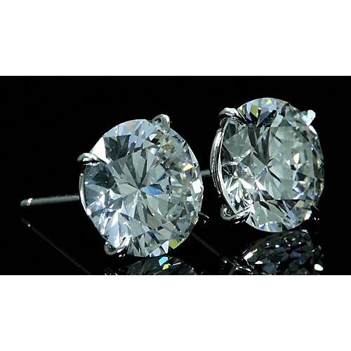 Real Diamond Stud Earrings 12 Carats White Gold 14K