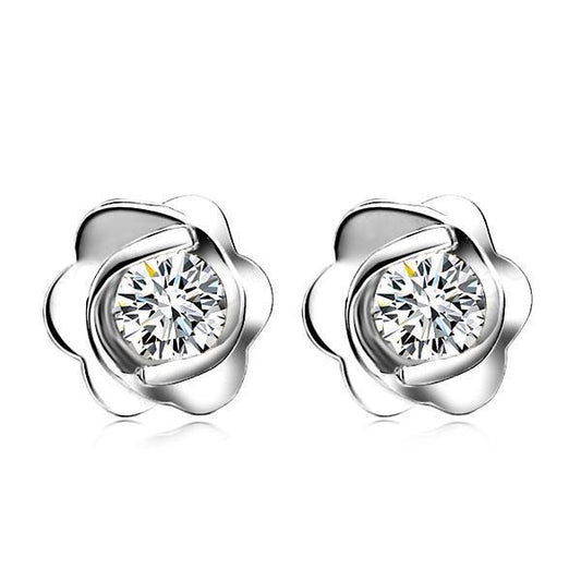 Real Diamond Stud Fine Earring 1.05 Carats Women White Gold 14K