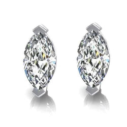 Real Diamond Studs Earring 1 Carat Marquise Cut White Gold 14K