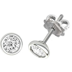 Real Diamond Studs Earrings 2.50 Carats White Gold Bezel Setting