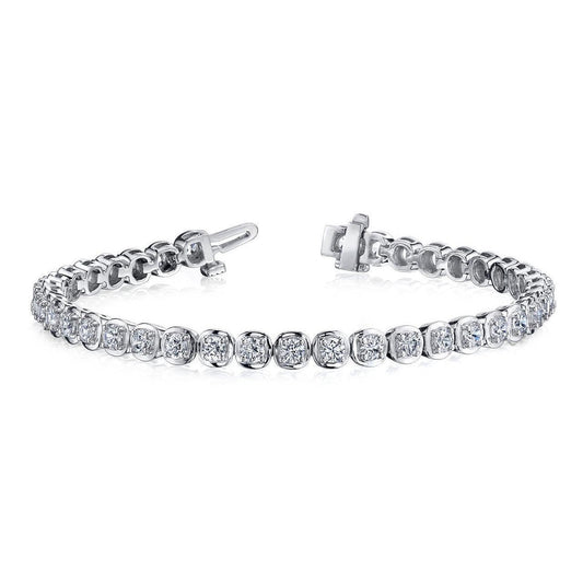 Real Diamond Tennis Bracelet 5.85 Ct. Round 39 Stones WG 14K