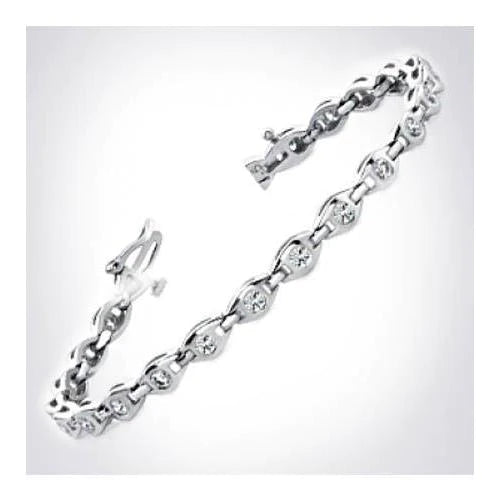 Real Diamond Tennis Bracelet White Gold Jewelry 3.30 Carats