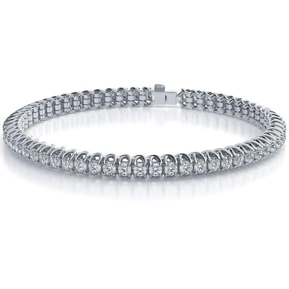 Real Diamond Tennis Bracelet White Gold Round Cut Sparkling 5 Carats