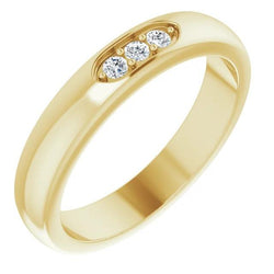 Real Diamond Three Stone Men's Ring 0.50 Carats Yellow Gold