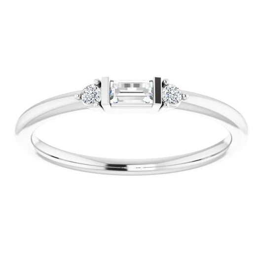 Real Diamond Three Stone Ring 0.70 Carats White Gold 14K