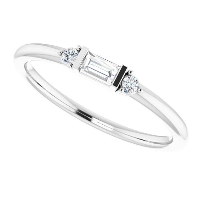 Real Diamond Three Stone Ring 0.70 Carats White Gold 14K