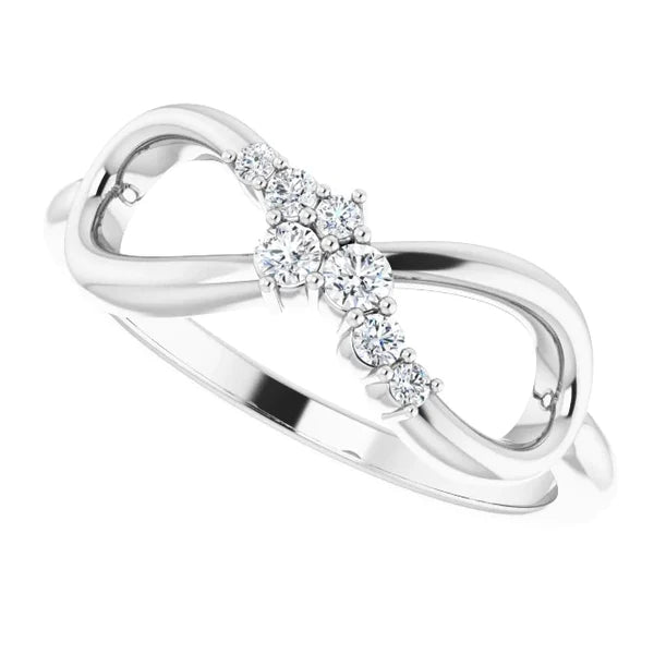 Real Diamond Wedding Anniversary Band 0.39 Carats Infinity Ladies Jewelry
