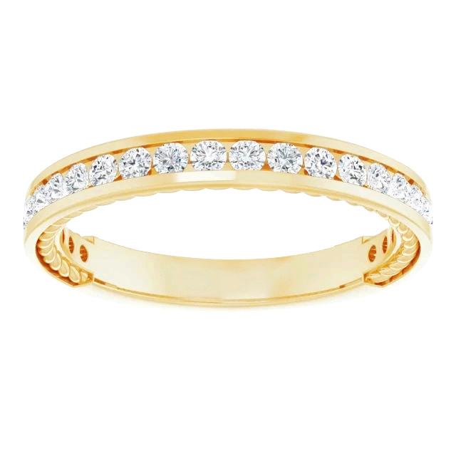 Real Diamond Wedding Band 0.60 Carats Bar Setting Yellow Gold Jewelry