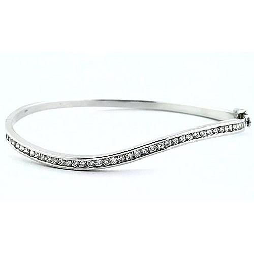 Real Diamond Women Bangle 3 Carats White Gold 14K Jewelry