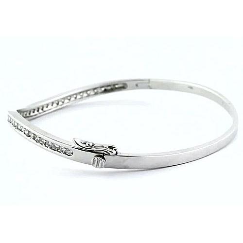 Real Diamond Women Bangle 3 Carats White Gold 14K Jewelry