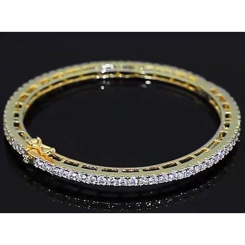 Real Diamond Women Bangle 4 Carats Yellow Gold 14K Jewelry New