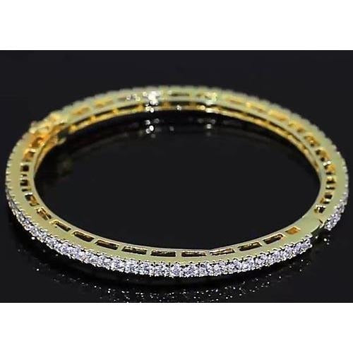 Real Diamond Women Bangle 4 Carats Yellow Gold 14K Jewelry New